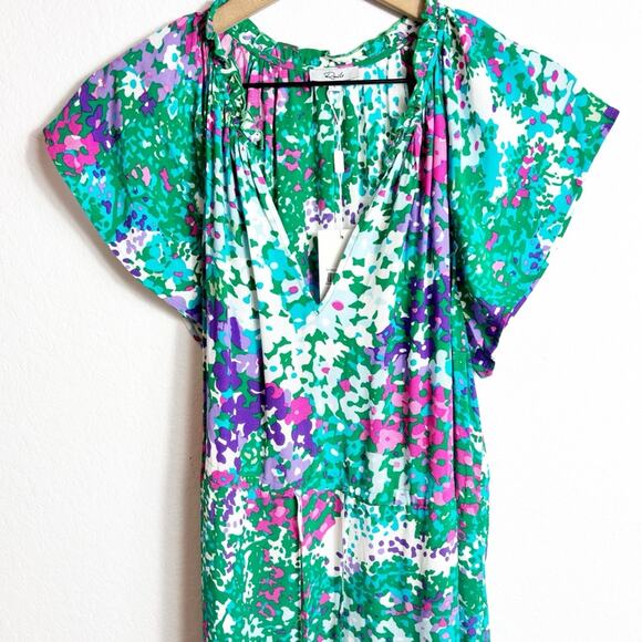 RAILS WOMEN JUNI DRESS FLORAL PRINT GREEN PINK MULTICOLOR SIZE LARGE NEW - Picture 3 of 6